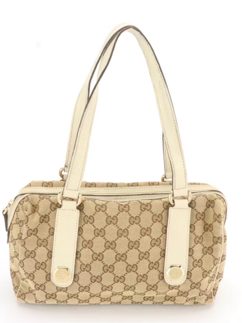 Gucci Charmy Boston Bag GG Monogram Canvas Ivory Leather
